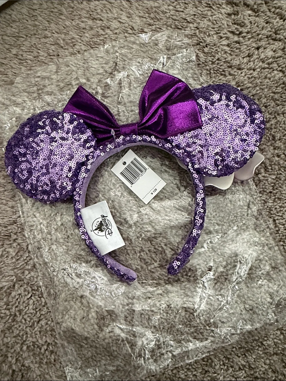 Disney Shanghai Aulani Purple Sequin Minnie Ear Headband NWT